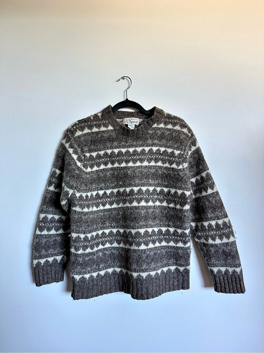 Northern Spirit Geometric Wool Blend Sweater Size Large